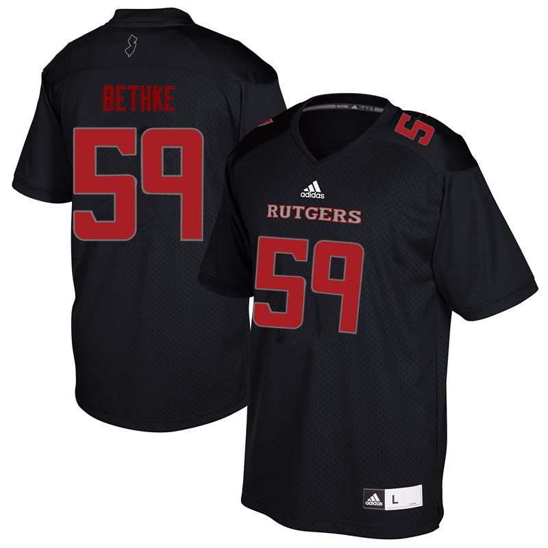 Men #59 Drew Bethke Rutgers Scarlet Knights College Football Jerseys Sale-Black